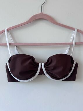 Wild Fable Brown Bikini Top with White Trim